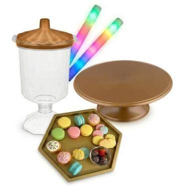 Imagem de Kit Festa Baleiro Bandeja Boleira Bastão Led Decoração Completa - Gené