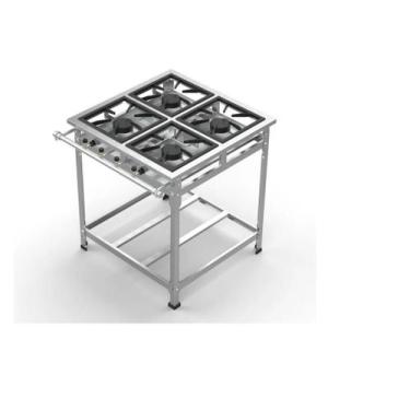 Imagem de Fogão Industrial 4 Bocas 30x30 Ap P7 em Aço Inox Leona