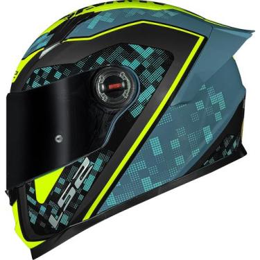 Imagem de Capacete LS2 FF358 S Striker Azul Amarelo Com Spoiler, Azul, 56