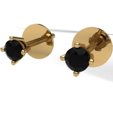 Imagem de brinco Solitário Com Diamantes Negros 18k Entrega Imediata - mcosta jo