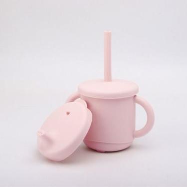 Imagem de Copo de Silicone Infantil 2 em 1 Rosa 270ml Petit Piá