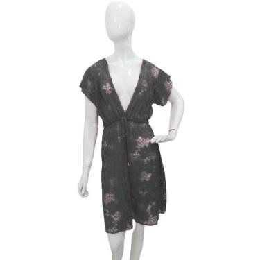 Imagem de Saída de praia plus size camisão rendado com cinto ajustável - Tropica