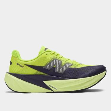 Imagem de Tênis New Balance Fuelcell Rebel V5 Feminino, Verde, Roxo, 35