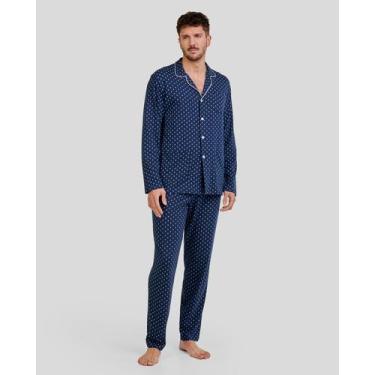 Imagem de Pijama Feminino Caxemira Macio Azul Marinho Lohe, Azul marinho, XXG