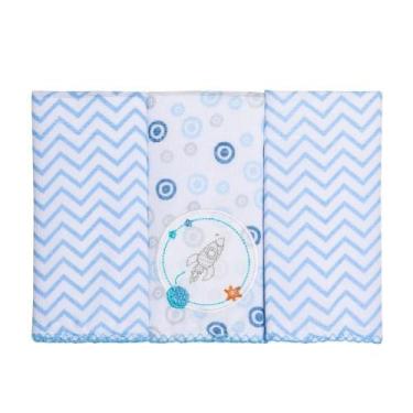 Imagem de Pano De Boca Karinho C/3 Masculino Azul/Planetas 1547/1774 - Papi