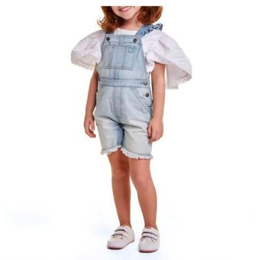 Imagem de Macacão Infantil Menina Tiptop Jardineira Jeans - 3350, 04, Azul
