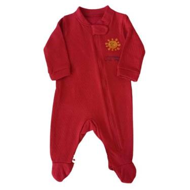 Imagem de Macacão Bebê Masculino Longo com Pezinho Sol e Mar Fofinho, Vermelho, 