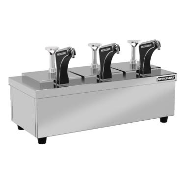 Imagem de Dispenser Refrigerado de Gelo Reutilizável DGR 03 3 Cubas Aço Inox 6L Metalcubas