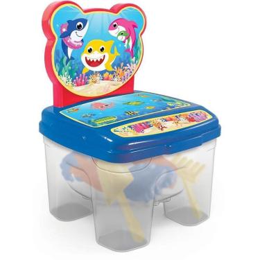 Imagem de Brinquedo para Montar Cadeirinha Toy Tubarões Praia com 6 Peças Azul GGB Plast