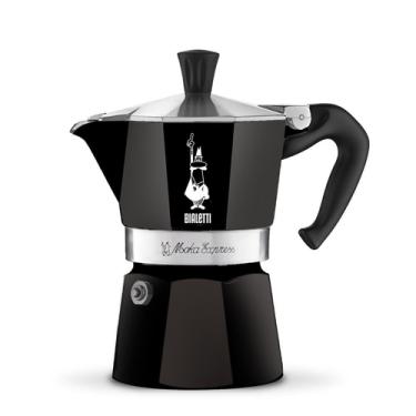 Imagem de Cafeteira Italiana Moka Express 3 Xícaras Alumínio Válvula de Segurança Fogão a Gás Preta Bialetti