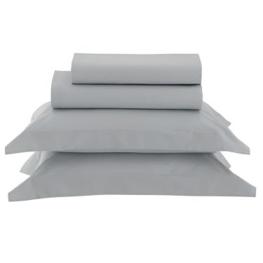 Imagem de Jogo de Cama Vida Bela Queen 4 Peças 100% Algodão Egípcio 200 Fios Liso Cinza Ash Kacyumara