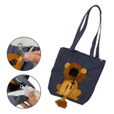 Imagem de Bolsa de Transporte para Pets Leva Pra Casa BSL3906 Gatos e Cachorros Náilon Azul Estampa Leão