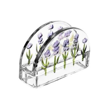 Imagem de Suporte Porta Guardanapo Cristal Decorado Lavanda Floral - Lyor