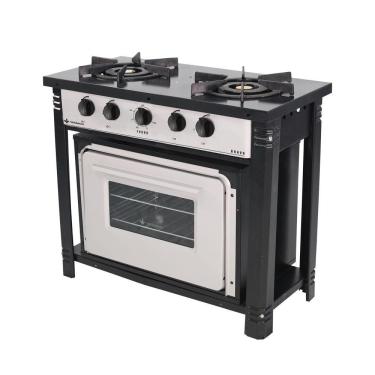 Imagem de Fogão Industrial com Forno Bravo BR2BF a Gás GLP 2 Bocas Duplas Cinza Metalúrgica Venâncio