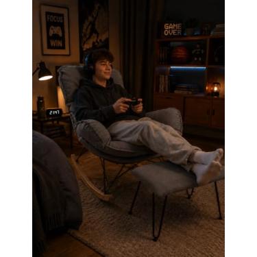 Imagem de Poltrona Reclinável Easy Cozy: Cadeira reclinável, planadora e de balanço com design ergonômico. Conforto e estilo ideais para relaxar em casa, sala ou quarto. Durabilidade garantidas. (Cinza)