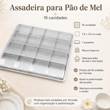 Imagem de Assadeira Forma Pão de Mel 16 Cavidades Caparroz 7,5x2,5cm Mini Bolo D