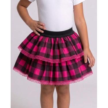 Imagem de Saia Xadrez Junina Infantil Rodada - 2104 - LEGSS, Pink, G