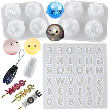 Imagem de Lindo conjunto de moldes de silicone de resina epóxi Charms, números do alfabeto e insetos