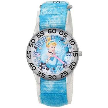 Imagem de Disney Relógio de quartzo analógico feminino Princess com pulseira de nylon, azul, 16 (modelo: WDS000863)