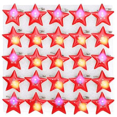 Imagem de Broche de LED, 25 peças Natal cinco pontas em forma de estrela favores de festa botões piscando broche de LED luminoso broche de pino bonito dos desenhos animados Halloween broches de LED, Plástico