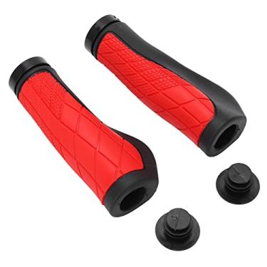 Imagem de VGEBY Punho de bicicleta 1 par de manopla de bicicleta com trava dupla para guidão (preto avermelhado)