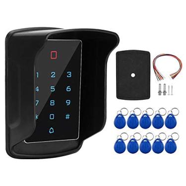 Imagem de PUSOKEI Kit de de controle de acesso à porta, teclado de controle de acesso, teclado RFID com para-brisa para fechaduras de porta, de controle de acesso + 10 chaveiros de etiqueta