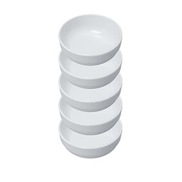 Imagem de Kit 5 Tigela Bowl Cumbuca Redonda Melamina Premium 14 x 5cm Branca Servir Mesa Resistente