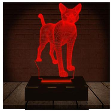 Imagem de Luminária Led Abajur  3D  Gato - Rb Criações