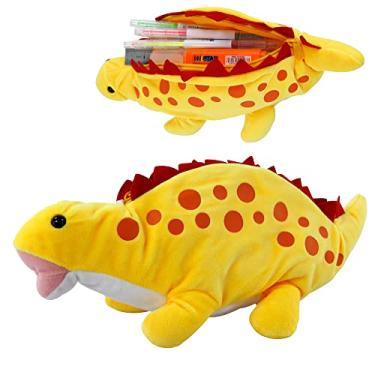 Imagem de Estojo de lápis de pelúcia, bolsa de lápis 3D BB FUNHOUSE para menino, bolsa de caneta de armazenamento médio para material escolar, dinossauro amarelo