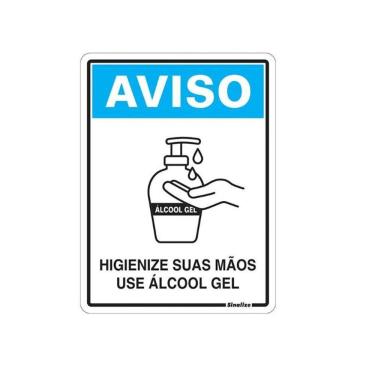 Imagem de Placa Sinalização Poliestireno 15x20cm ”Use Alcool em Gel” COV02 Sinalize