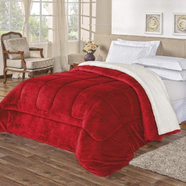 Imagem de Coberdrom King Noruega Sherpa + Manta Flannel 1Pç - Vermelho