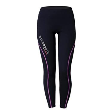 Imagem de Calça longa Vaveren para nadar surfe snorkeling leggings para nadar calças protetoras solares para homens, mulheres, roxo para mulheres, M