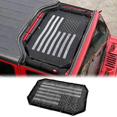 Imagem de JeCar para Jeep JK Sunshade Malha superior Malha Superior Sombra solar JK Proteção solar frontal UV para Jeep Wrangler JK 2 portas e 4 portas