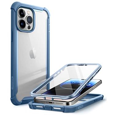 Imagem de i-Blason Capa Ares projetada para iPhone 14 Pro de 6,1 polegadas (versão 2022), capa protetora transparente resistente de camada dupla com protetor de tela integrado (Azure)