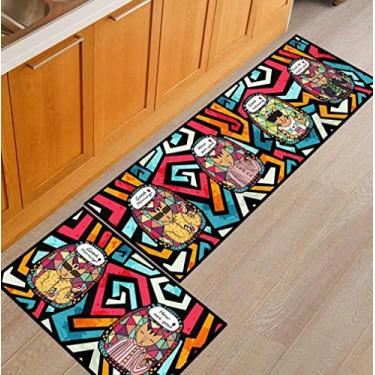 Imagem de SHENGANG Tapete de cozinha Antiderrapante Moderno Área Tapetes Sala de Estar Varanda Banheiro Tapete Impresso Corredor Tapete Geométrico, 5,40x60cm