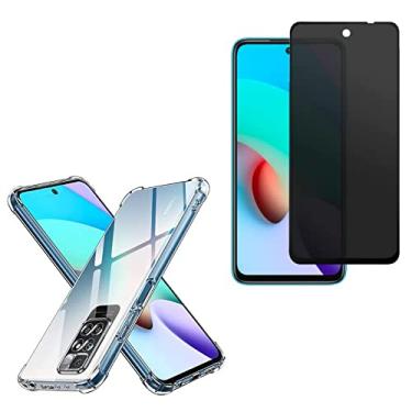 Imagem de Kit Capa Anti Impacto e Película Anti Spy Privacidade Xiaomi Redmi 10C Poco X4 Pro M4 Pro (Redmi 10 Prime)