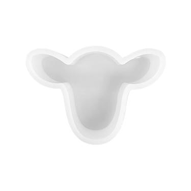 Imagem de Molde de silicone para cabeça de vaca | Tamanho 7,6 cm de largura x 5,5 cm de comprimento x 2 cm de profundidade Tamanho do clipe de ventilação | Animal de fazenda fofo, cabra, vaca, ovelha | Para frescor, sabão, resina, velas