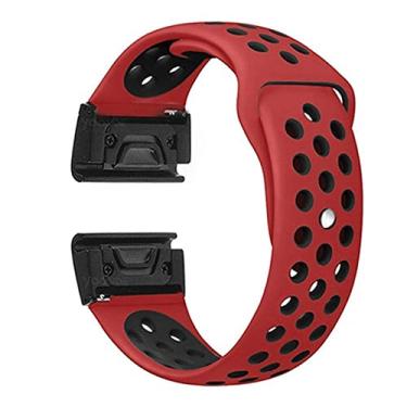 Imagem de KAPPDE 26 22mm Sport Watch Band Straps para Garmin Fenix 7 7X Quick Release Strap Silicone Pulseira (Cor: Vermelho Preto, Tamanho: 22MM Fenxi 7)