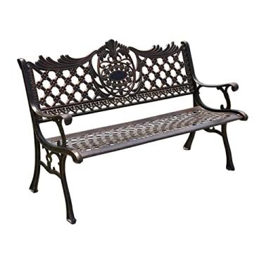 Imagem de KIZQYN Banco de jardim banco de parque ao ar livre com encosto de jardim banco de lazer de ferro fundido duplo espreguiçadeira de alumínio fundido esculpido banco de assento ao ar livre bancos ao ar livre (tamanho: 1)