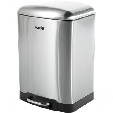 Imagem de Lixeira Retangular 12 Litros Inox Cinza Vonder