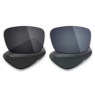 Imagem de 2 pares de lentes de reposição polarizadas da Mryok para óculos de sol Oakley Fuel Cell – Opções, Stealth Black & Black Ir, One Size