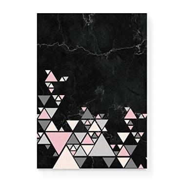 Imagem de Arte Maníacos Quadro Decorativo em Tela Canvas Escandinava Preta Triangulos - 23x16,25cm