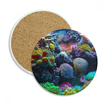 Imagem de Caneca de porta-copos colorida da natureza da ciência coral do oceano Caneca de proteção de mesa Pedra absorvente