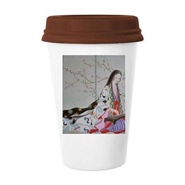 Imagem de Caneca chinesa de flor de ameixa com pintura de café e vidro de cerâmica