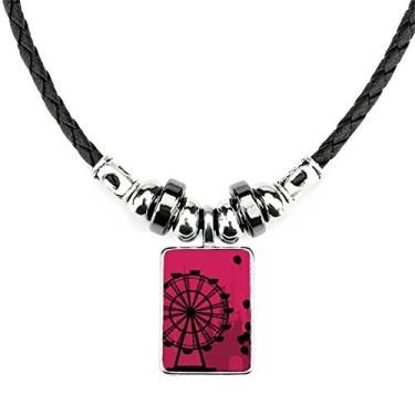 Imagem de DIYthinker Colar de balão de roda-gigante para parque de diversões, joias, torque, pingente de corda de couro