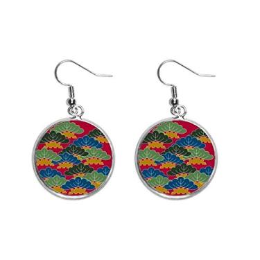 Imagem de Pintura de cultura japonesa folhas, brinco pendente de prata joia feminina