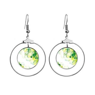 Imagem de Brincos Borboleta Trevo de Quatro Folhas Dia de São Patrício Pingente Joia Círculo