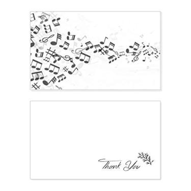Imagem de Notas musicais torcidas pretas brancas cartão de agradecimento aniversário aniversário saudações casamento agradecimento