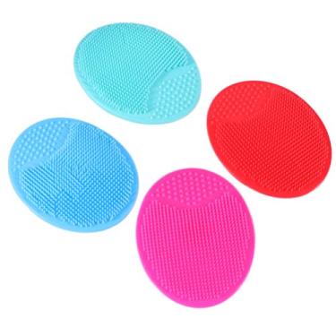 Imagem de 4 Pcs Escova De Limpeza Facial Manual Almofadas De Limpeza Facial Reutilizáveis Limpador Facial De Silicone Esfoliantes Faciais De Silicone Bebê Cara Escova De Shampoo