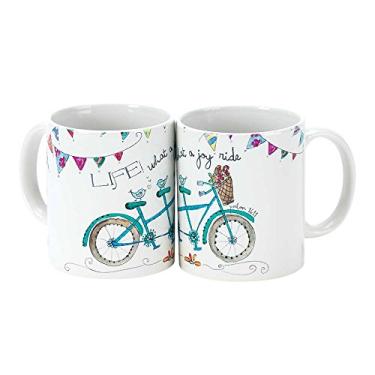 Imagem de Salmo de bicicleta Life What a Joy Ride 16:11 branco 325 ml Caneca de cerâmica para copo de café